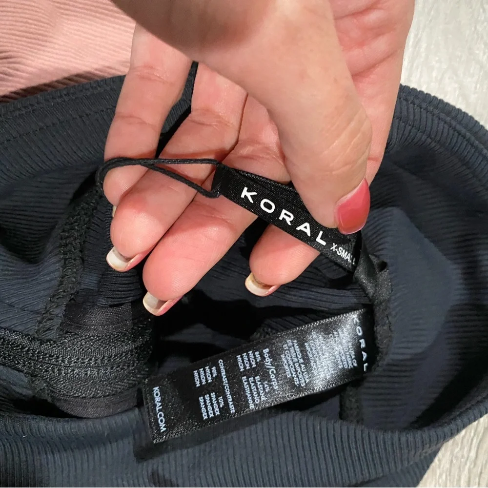 Koral Eternal Ribbed Biker Shorts Rib Black‎ and Pink High-Waisted XS